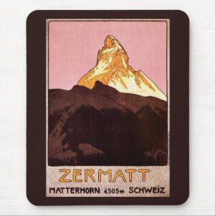 Reise im Vintage-Stil, Matterhorn, Schweiz Mousepad