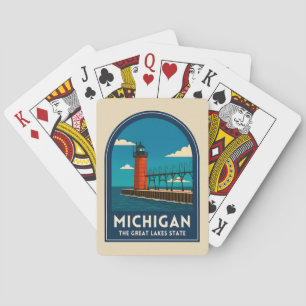 Reise im Vintage-Stil Michigan Leuchtturm Retro-La Spielkarten