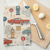 Reise im Vintage-Stil Muster (2) Geschirrtuch (Viertel Falte)
