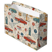 Reise im Vintage-Stil Muster (2) Große Geschenktüte (Rückseite Schrägansicht)