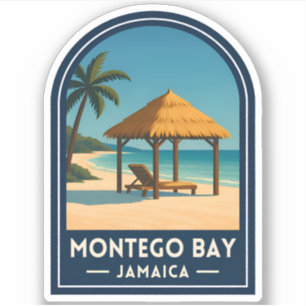 Reise im Vintage-Stil nach Montego Bay Jamaika Str Aufkleber