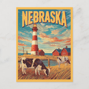 Reise im Vintage-Stil nach Nebraska Postkarte