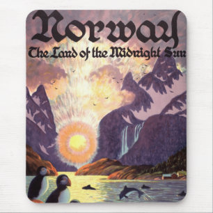 Reise im Vintage-Stil, Norwegen Fjord Land der Mit Mousepad