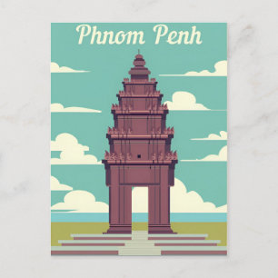Reise im Vintage-Stil Phnom Penh Kambodscha Angkor Postkarte