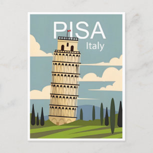 Reise im Vintage-Stil Schiefer Turm von Pisa Itali Postkarte