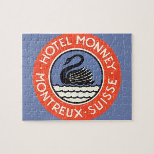 Reise im Vintage-Stil, Schwanenvogel Hotel Monney  Puzzle