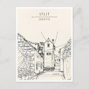 Reise im Vintage-Stil Split Kroatien Croatie Retro Postkarte