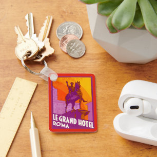 Reise im Vintage-Stil, Statue Le Grand Hotel Roma, Schlüsselanhänger