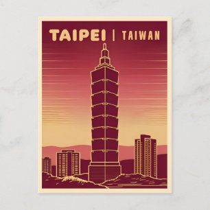 Reise im Vintage-Stil Taipei 101 Taiwan Retro Land Postkarte