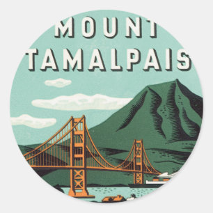 Reise im Vintage-Stil, Tamalpais-Berg oder Mount T Runder Aufkleber