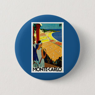 Reise im Vintage-Stil, Tennis, Sport, Monte Carlo  Button