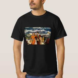 Reise im Vintage-Stil, Touristen auf dem Flughafen T-Shirt