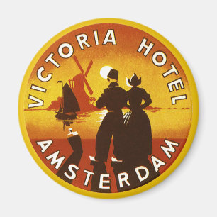Reise im Vintage-Stil, Victoria Hotel, Amsterdam,  Magnet