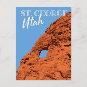 Reise im Vintage-Stil Wandern St. George Utah Fels Postkarte