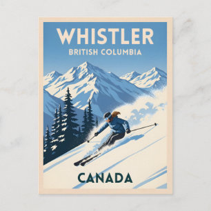Reise im Vintage-Stil Whistler British Columbia Sk Postkarte