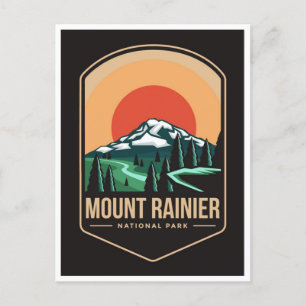 Reise im Vintage-Stil zum Mount Rainier Nationalpa Postkarte