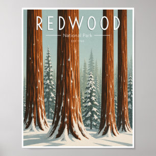 Reise im Winter zum Redwood National Park im Vinta Poster