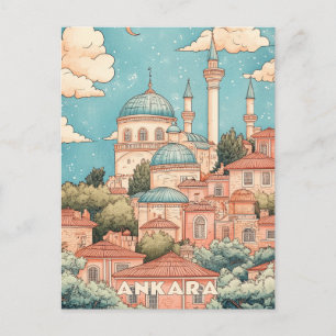 Reise in das alte Viertel von Ankara Castle Postkarte