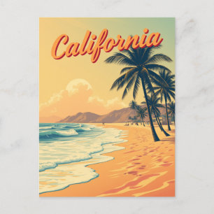 Reise in das kalifornische Strandfeeling im Retro- Postkarte