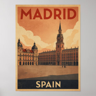 Reise in das vintage Madrid Poster