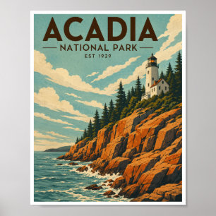 Reise in den Acadia National Park im Vintage-Stil Poster