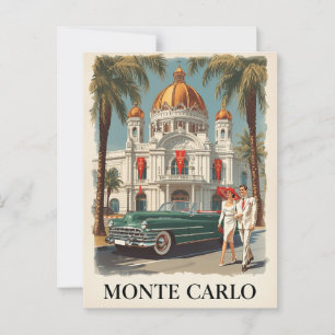 Reise in den alten Glamour von Monte Carlo Postkarte