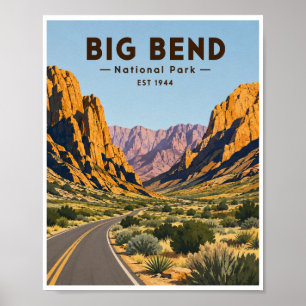 Reise in den Big Bend National Park im Vintage-Sti Poster