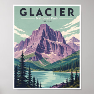 Reise in den Glacier-Nationalpark im Vintage-Stil Poster