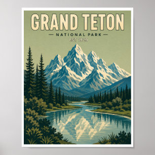 Reise in den Grand Teton Nationalpark im Vintage-S Poster