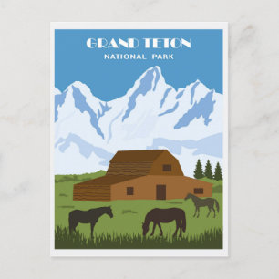 Reise in den Grand Teton Nationalpark Wyoming Vint Postkarte