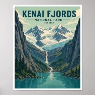 Reise in den Kenai Fjords National Park im Vintage Poster