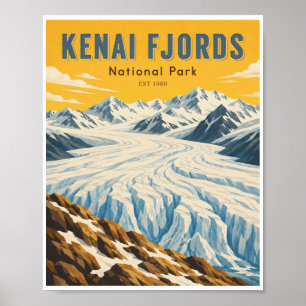 Reise in den Kenai Fjords Nationalpark im Vintage- Poster