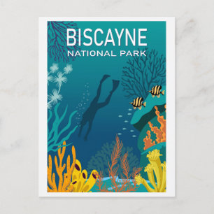 Reise in den Vintage-Florida-Biscayne-Nationalpark Postkarte