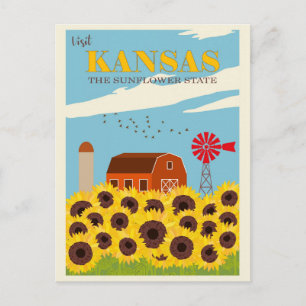 Reise in den Vintage-Stil Kansas Sunflower State Postkarte