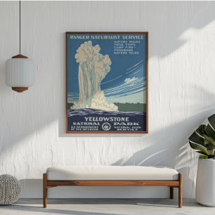 Reise in den Yellowstone-Nationalpark im Retro-Sti Poster