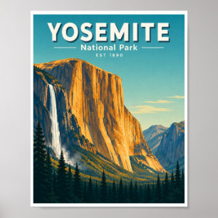 Reise in den Yosemite-Nationalpark im Vintage-Stil Poster