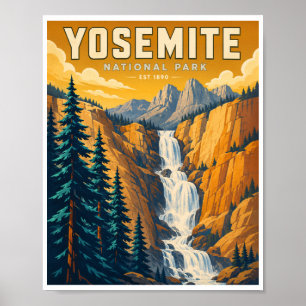 Reise in den Yosemite-Nationalpark im Vintage-Stil Poster