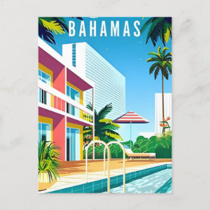 Reise in die Bahamas im Stil der Vergangenheit, tr Postkarte