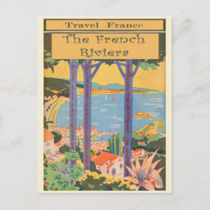 Reise in die französische Riviera im Retro-Stil Postkarte