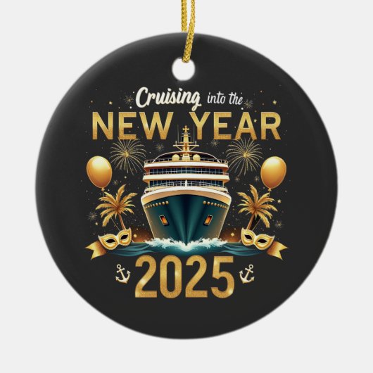 Reise in die Silvesterfamilie 2025 Crew Keramik Ornament (Vorne)