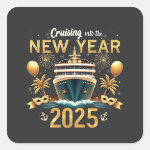Reise in die Silvesterfamilie 2025 Crew Quadratischer Aufkleber