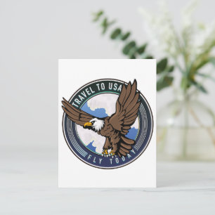 Reise in die USA Fly today Logo Feiertagspostkarte