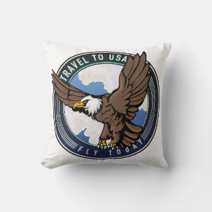 Reise in die USA Fly today Logo Kissen