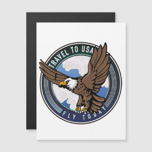 Reise in die USA Fly today Logo Magnetkarte