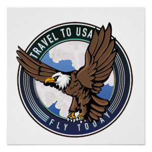 Reise in die USA Fly today Logo Poster