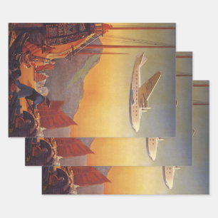 Reise in die Vergangenheit, Flugzeug über Dschunke Geschenkpapier Set