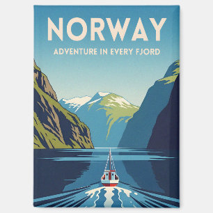 Reise in die Vergangenheit Norwegens Fjord Retro-L Magnet