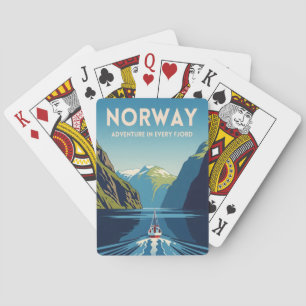Reise in die Vergangenheit Norwegens Fjord Retro-L Spielkarten