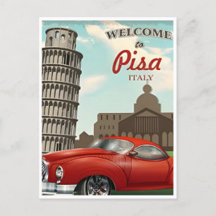 Reise in die Vergangenheit Schiefer Turm von Pisa Postkarte
