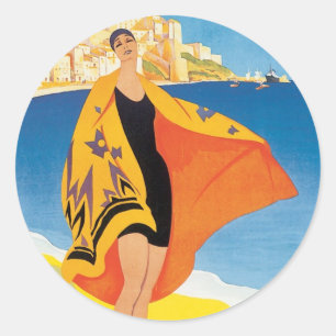 Reise in die Vergangenheit, Strandurlaub in Calvi, Runder Aufkleber